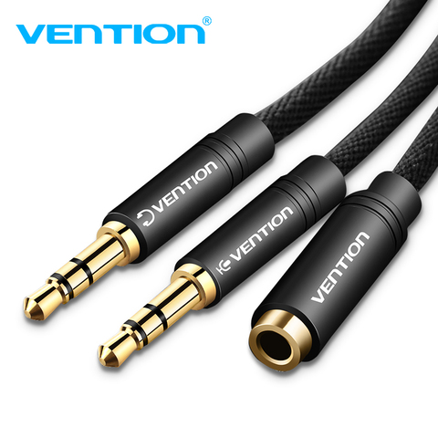 Vention-Cable auxiliar de Audio Y divisor de 3,5mm, conector Jack 3,5 de hembra a macho, Dual para auriculares, Cable divisor para auriculares para portátil ► Foto 1/6