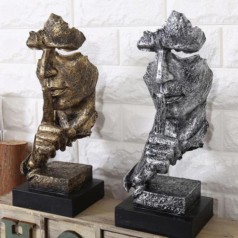 Escultura abstracta de resina para decoración del hogar, figurita decorativa de resina silenciosa, estatua dorada, arte moderno ► Foto 1/6