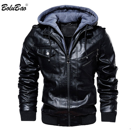 Chaquetas de cuero PU para hombre de marca de moda BOLUBAO de invierno nueva chaqueta de cuero cómoda para hombre chaqueta de cuero con capucha Casual para hombre ► Foto 1/6