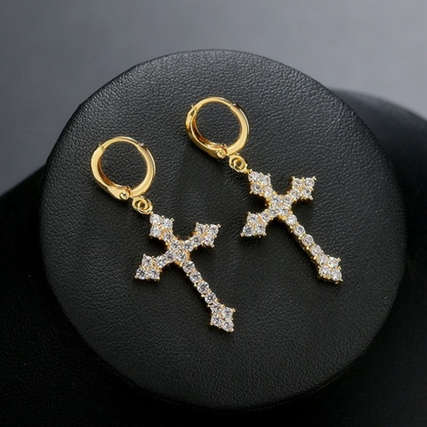 Pendientes de Cruz de Metal estilo Hip Hop para hombre y mujer, aretes, estilo clásico, Punk ► Foto 1/4