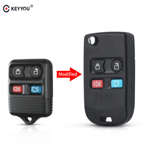 KEYYOU 4 botones plegable modificado Fob llave de control remoto carcasa para Ford Focus Escape completo Mustang explorador de la Ciudad de Lincoln Sport ► Foto 1/5