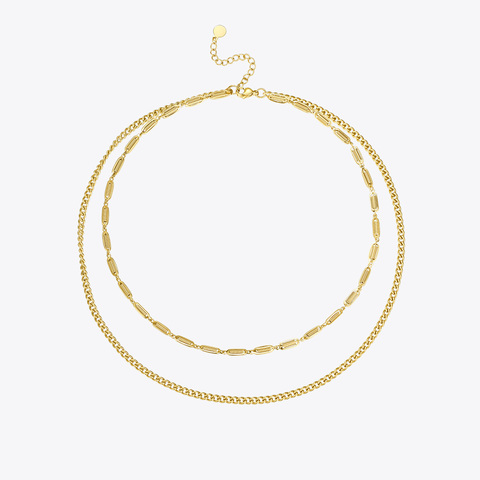 ENFASHION-gargantilla de doble cadena para mujer, collar de Color dorado, de primavera, de acero inoxidable, joyería de Navidad, P3135 ► Foto 1/6