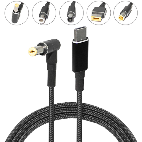 Adaptador de cargador USB tipo C PD de 100W, Cable de carga rápida, convertidor de conector de alimentación CC para Hp, Asus, Dell, Lenovo, ordenador portátil ► Foto 1/6