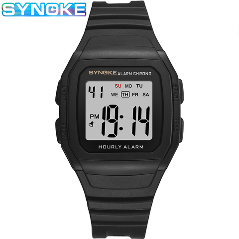 SYNOKE-Relojes deportivos para hombre, cronógrafo Digital LED, informal, resistente a los golpes, negro ► Foto 1/6