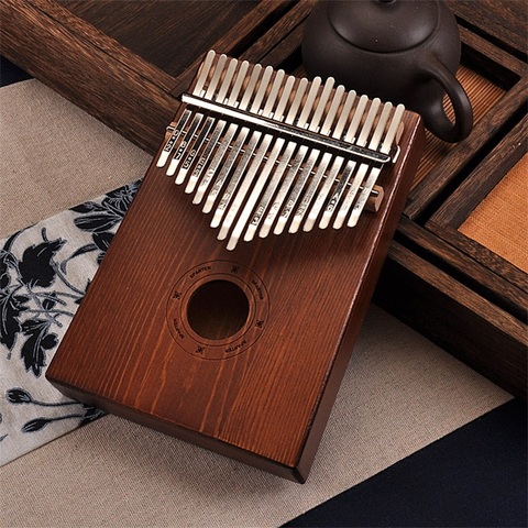 Piano de pulgar Kalimba de madera de caoba, Piano portátil de 17 teclas, regalos para principiantes, tono C, negro, caja creativa de música ► Foto 1/6