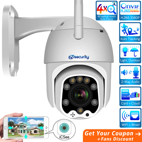 1080p 4X Zoom automático WiFi PTZ IP cámara exterior cámara domo de velocidad inalámbrica seguimiento automático CCTV cámara de vigilancia de seguridad iCSee ► Foto 1/6