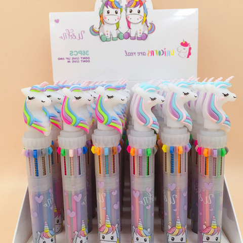 Bolígrafo grueso Kawaii de unicornios, 10 colores, suministro Escolar y de oficina, papelería Escolar ► Foto 1/5