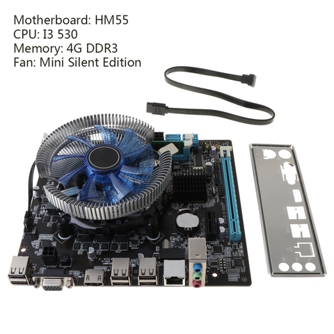 Placa base para ordenador HM55, 1 Juego, I3 I5 Lga 1156, ventilador enfriador de memoria 4G, placa base de ordenador de escritorio, juego de ensamblaje, Kit de accesorios ► Foto 1/6