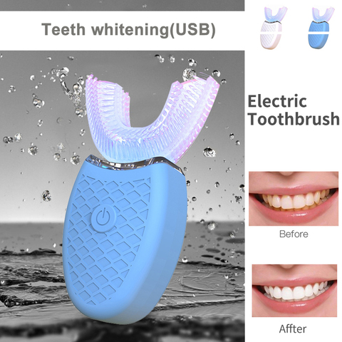 Temporizador de cepillo de dientes eléctrico en forma de U, máquina de blanqueamiento dental inalámbrico, recargable por USB, ULTRASÓNICO automático, Nano silicona 360 ► Foto 1/6