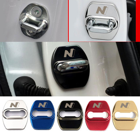 4 Uds. Cubierta para cierre de puerta de coche, para Hyundai Tucson Creta I20 I30 N line Nline logo hebilla funda emblema pegatina accesorios de estilo automático ► Foto 1/6