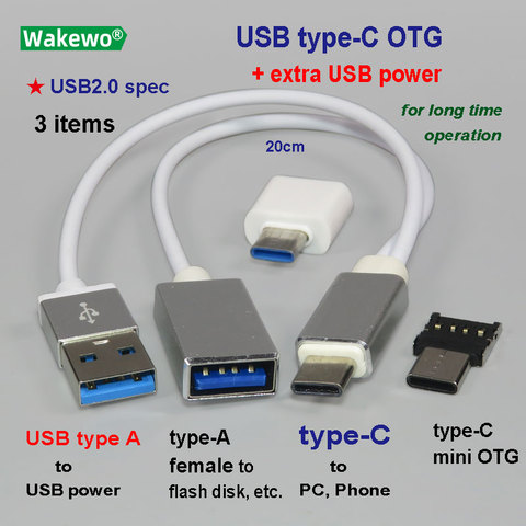 3-en-1 tipo-C Cable OTG USB con poder adicional cable mini USB-C OTG para teléfono inteligente pad y la computadora ► Foto 1/4