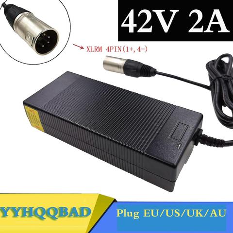 Cargador de batería de litio para bicicleta eléctrica, 36V, 42V, 2A, 36V, con enchufe/conector XLR de 4 pines ► Foto 1/6