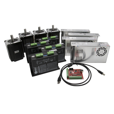 Kit de controlador de eje de 4 ejes 12N 1600ozin 14mm Nema 34 controlador de Motor paso a paso Leadshine DMA860H + potencia 350W 48V kit de fresado CNC ► Foto 1/1