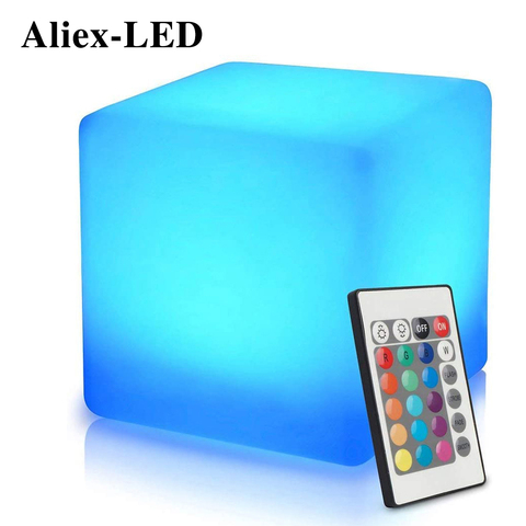 LED cuadrado de luz de la noche decorativos Cubo de lámpara de noche 16 colores RGB Luz de escritorio para niños dormitorio lámpara de mesa, regalo de Navidad ► Foto 1/6