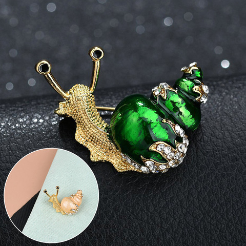 Broches de caracol con diamantes de imitación para hombre y mujer, broche esmaltado de Metal para insectos pequeños, regalos de joyería de alta calidad ► Foto 1/6