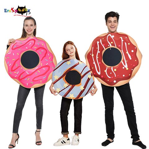 Eraspooky-Disfraz de Donut dulce para mujer adulta, disfraz de comida divertida para Halloween, vestido de Donut de Navidad, trajes familiares para niños ► Foto 1/6