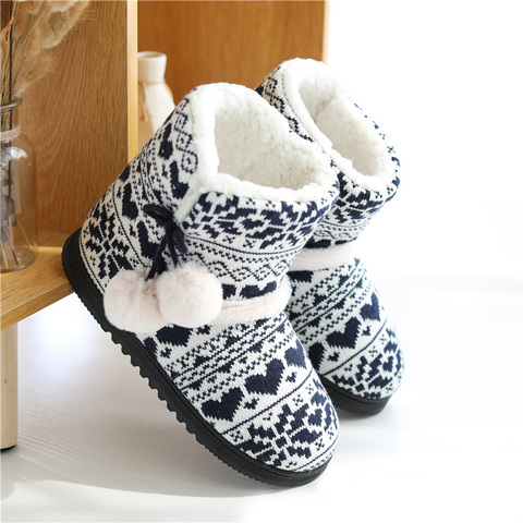 La armadura del Zapatillas de felpa de piel de invierno Zapatillas de casa de las mujeres de algodón cálido de plataforma plana zapatos de interior de las mujeres cómodas pantuflas tamaño 36-40 ► Foto 1/6