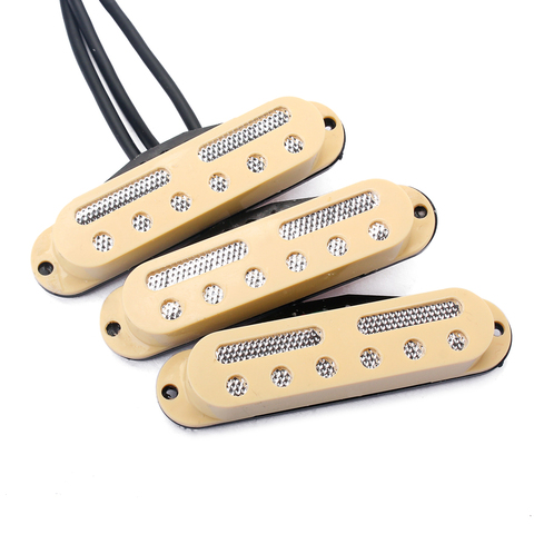 Pastilla Humbucker de una bobina para guitarra SSS, 3 piezas, con tornillos, cubierta Beige de resorte ► Foto 1/6