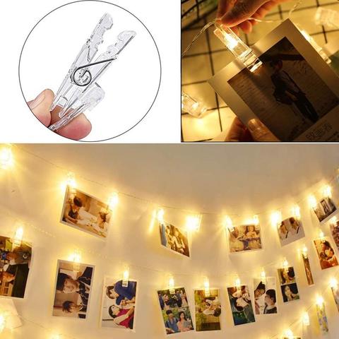 Guirnalda de luces LED con Clip para fotos, guirnalda de hadas para el hogar, adorno de Navidad, regalo de Navidad, Feliz Año Nuevo, 2022 ► Foto 1/6