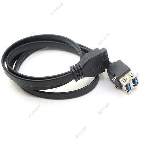 Usb 3,0 20 pin hembra a 2 usb a hembra placa madre montaje cable adaptador conector 1 m con orificio de tornillo fijo para Asus Msi Onda HP ► Foto 1/6