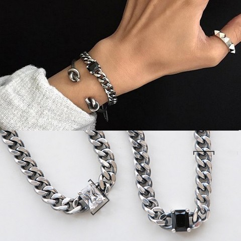 Pulsera de plata de ley S925 para mujer, pulsera sencilla coreana, regalo de cumpleaños, joyería al por mayor ► Foto 1/5