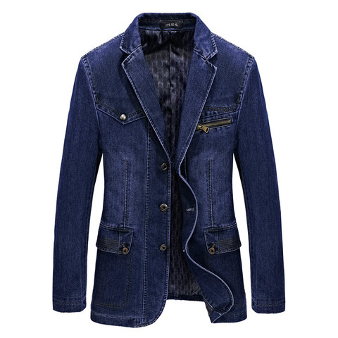 Chaqueta vaquera multibolsillo para hombre, Blazer de primavera para hombre, chaqueta para hombre, trajes de ocio de negocios, vaquero Westerner, chaqueta vaquera para hombre, talla L ~ 4XL ► Foto 1/6