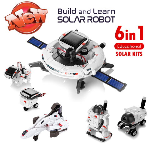 Juguetes de robot Solar, 6 en 1 STEM Juguetes Educativos de construcción de espacio Solar, Kit de bricolaje de robot Solar de ciencia para niños de edad ► Foto 1/5