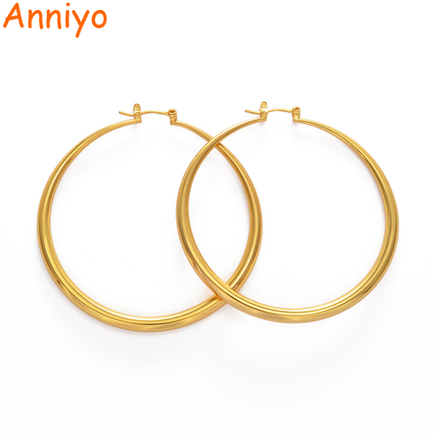 Anniyo-pendientes de aro de África de 6CM para mujer, joyería etíope, de Color dorado y redondo, de Nigeria, del Reino Unido, regalo árabe # 060306B ► Foto 1/6