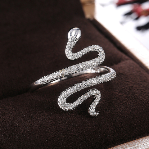 Huitan-Anillos metálicos con forma de serpiente para mujer, joyería versátil usable para uso diario, accesorios delicados para chica, anillos de serpiente para fiesta ► Foto 1/6