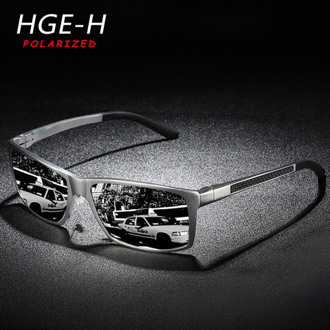 HGR-H aluminio y magnesio, Gafas de sol polarizadas los hombres de alta calidad de bisagra de resorte cuadrado Gafas de sol hombre ligero Gafas KD173 ► Foto 1/5