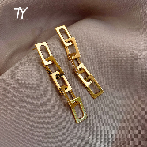 Colgante con cadena de Metal para mujer, pendiente largo Retro para mujer, joyería coreana, pendientes inusuales para fiesta de Navidad, Hip Hop, 2022 ► Foto 1/6