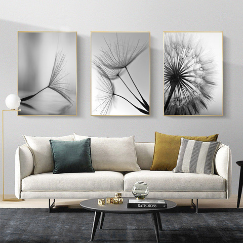 Carteles de diente de león, cuadro sobre lienzo para pared, imágenes de flores hermosas, impresión HD para decoración de sala de estar y dormitorio, sin marco, 3 uds. ► Foto 1/6