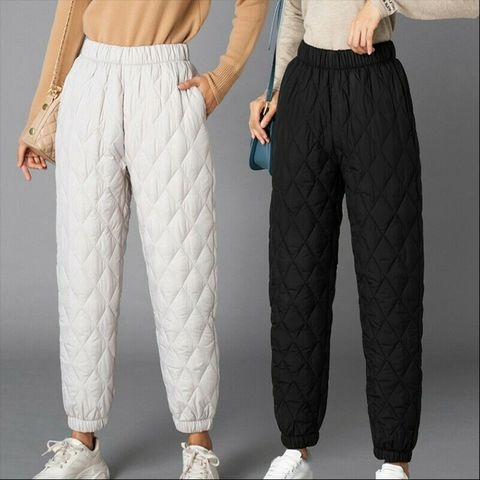 Pantalones cálidos de algodón para mujer, pantalones acolchados, cintura elástica, informales, para invierno ► Foto 1/6