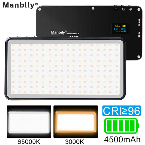 Manbily-MFL-06 de luz LED para vídeo recargable, 4500mAh, regulable, 3000K-6500K, luz de relleno para cámara SLR, fotografía, teléfono inteligente, iPhone ► Foto 1/6