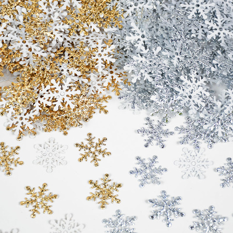 270 Uds 2cm oro plata copo de nieve confeti decoración navideña para el hogar nieve artificial Navidad año nuevo decoración de fiesta adorno de mesa ► Foto 1/6