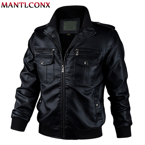 MANTLCONX-chaqueta de cuero para motocicleta para hombre, chaqueta cortavientos a la moda, de PU, cálida, 5XL y 6XL ► Foto 1/6
