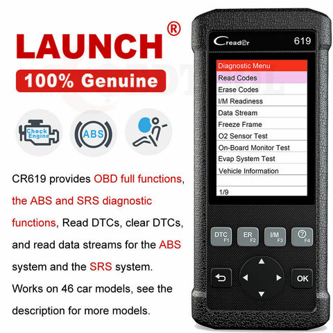 LAUNCH de CR619 OBD2 coche motor de herramienta de diagnóstico ABS SRS Airbag leer claro código de Error Auto escáner lanzamiento escáner OBD 2 actualización gratuita ► Foto 1/6