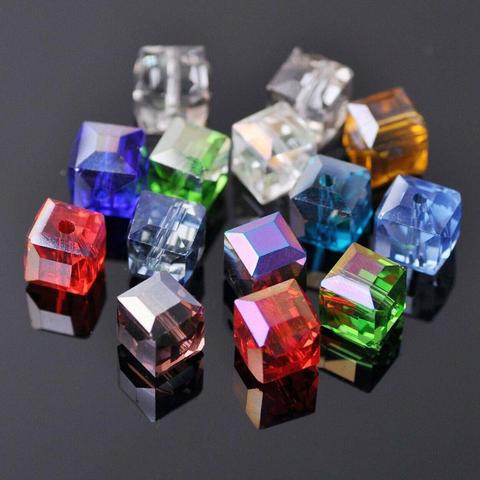 Cubo cuadrado facetado de cristal checo, perlas artesanales sueltas, lote para fabricación de joyería DIY, 3mm, 4mm, 6mm, 8mm y 10mm ► Foto 1/4