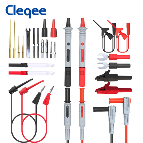 Cleqee P1308D multímetro Cable de prueba Kit con Multi-reemplazable chapado en oro de precisión Sharp sonda Clip de cocodrilo Minigrabbers ► Foto 1/6