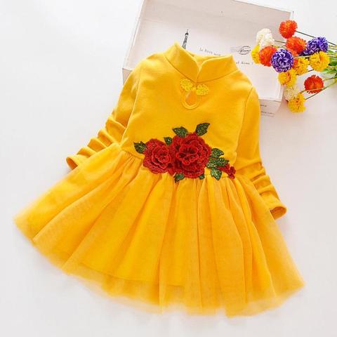 2022 nueva flor vestidos de bebé para las niñas de fiesta vestidos de encaje Vestido Tutu niño niña ropa de los niños del traje de Cosplay, 2, 3, 4, 5, 6 años ► Foto 1/6