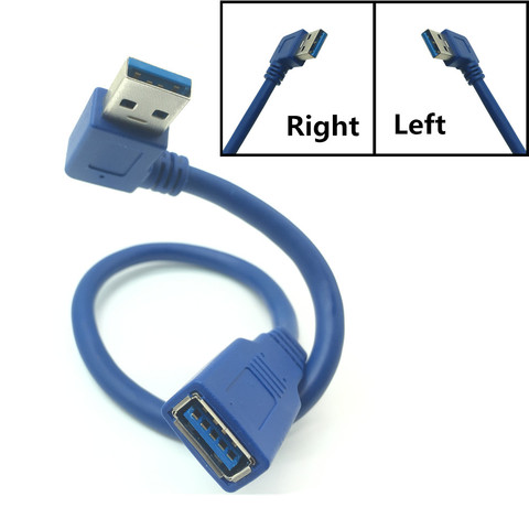 Cable de extensión USB, Cable USB 3,0 de supervelocidad, macho a hembra, sincronización de datos, Cable USB de extensión, ángulo recto de 90 grados ► Foto 1/5