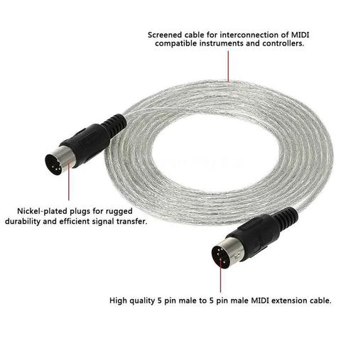 3M/10ft MIDI Cable de extensión macho a macho de 5 conector Pin sintetizador ► Foto 1/6