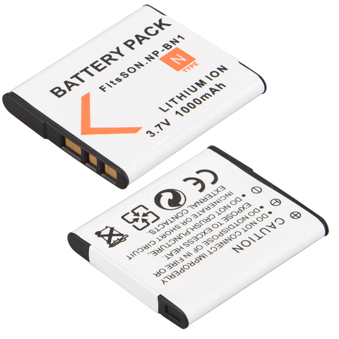 2 uds. De batería de NP-BN1 de 1000mah, NPBN1 NP BN1 BN, baterías de la cámara para Sony NP-BN1 TX9 WX100 TX5 WX5C W620 W630 W670 TX100 ► Foto 1/6