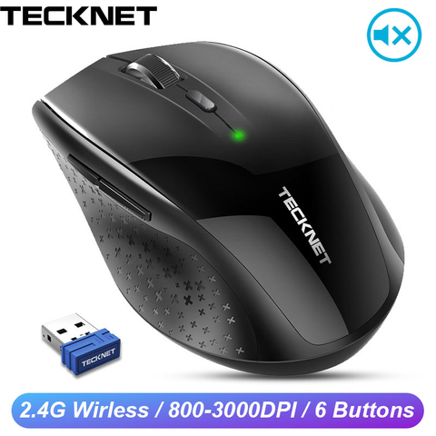 TeckNet-ratón silencioso inalámbrico 2,4 GHz, USB, ergonómico, ratones ópticos de ordenador, 3000 DPI, silencioso, silencioso, para ordenador portátil y PC ► Foto 1/6