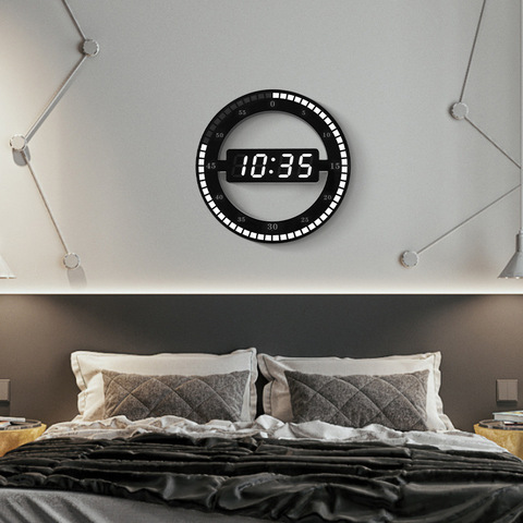Reloj Digital de pared con luz LED para decoración del hogar, cronógrafo de doble uso con fotoreceptivo Digital y atenuación, ideal para regalo ► Foto 1/6
