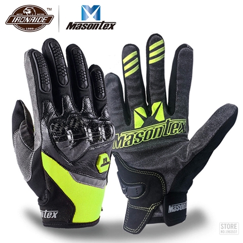 Masontex-guantes de fibra de carbono para motocicleta, guantes de dedos completos para Moto de cross, para 4 estaciones ► Foto 1/6