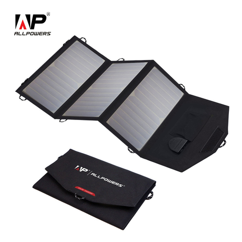 Panel de carga Solar ALLPOWERS 18V 21W, Banco de energía Solar plegable impermeable para batería de coche 12v, teléfono móvil para senderismo al aire libre ► Foto 1/6