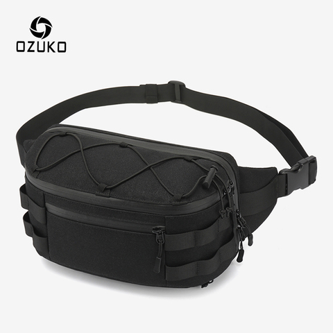 OZUKO-riñonera impermeable para hombre, Cangurera deportiva de alta calidad, a la moda, bolso para el pecho, para adolescentes ► Foto 1/6