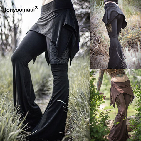 Pantalones acampanados irregulares para mujer, falda asimétrica ajustada, largos, acampanados, de pierna ancha ► Foto 1/6