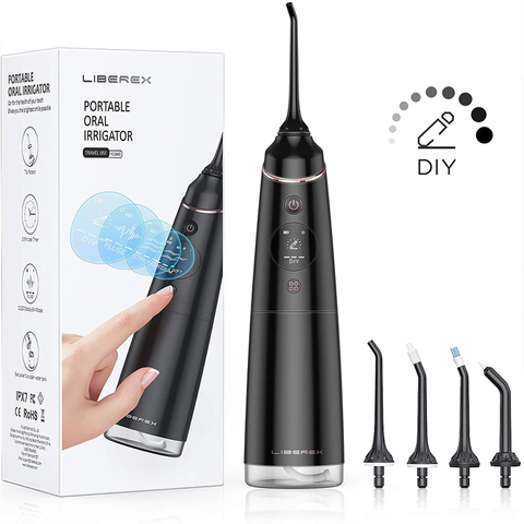 Liberex-irrigador Dental portátil IPX7, chorro de agua recargable por USB, hilo Dental impermeable, limpiador de dientes para Limpieza de dientes ► Foto 1/6